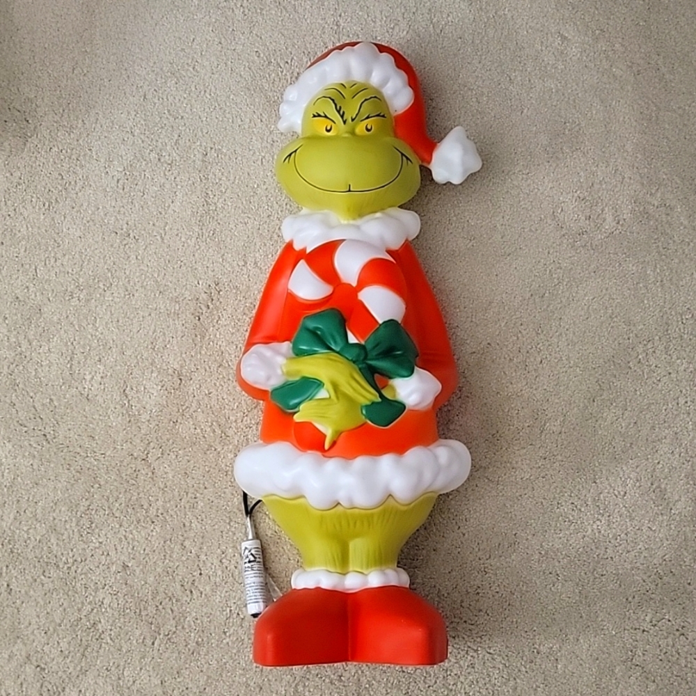 NEW Grinch Santa Indoor Outdoor Blow Mold Christmas Decor Lighted 24" Tall